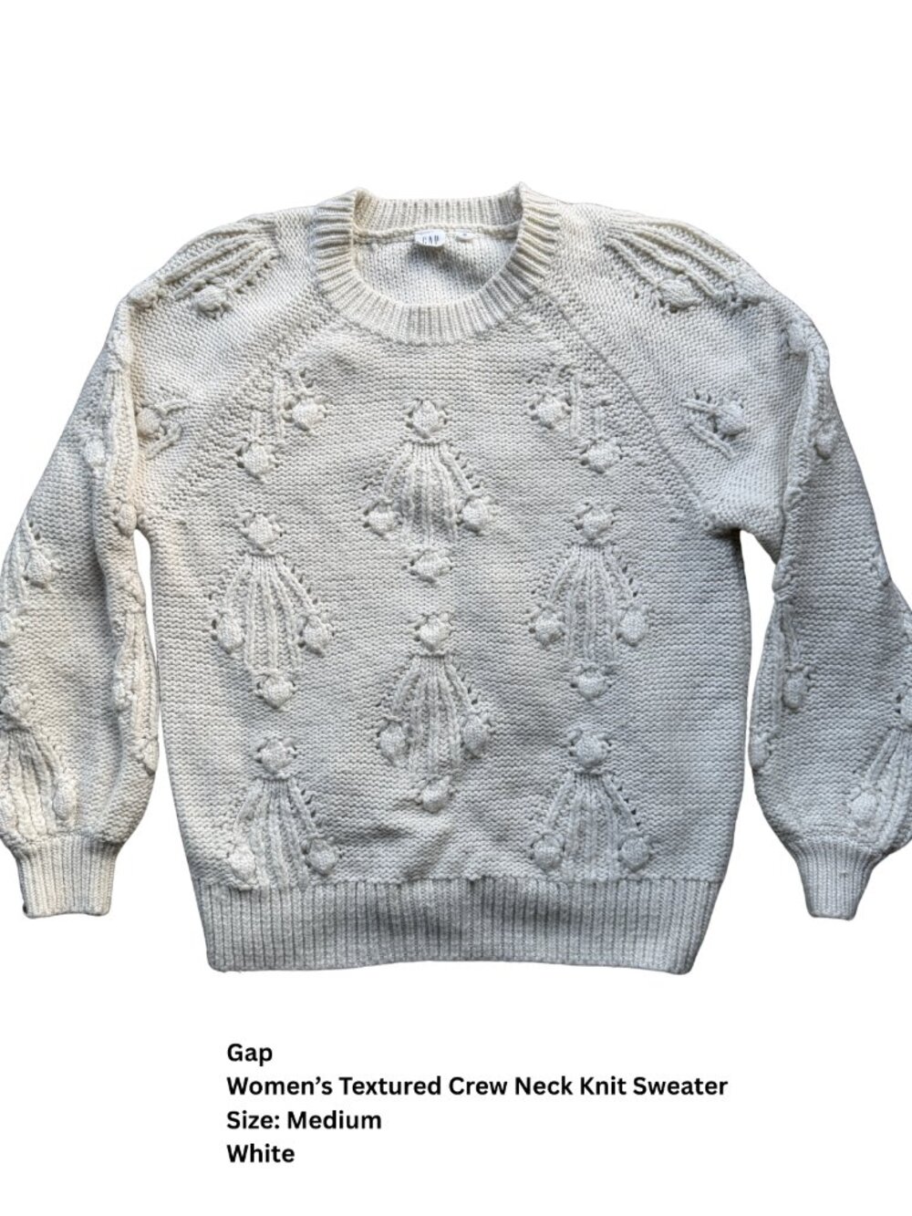 Gap Women’s Textured Crew Neck Knit Sweater, Size Medium